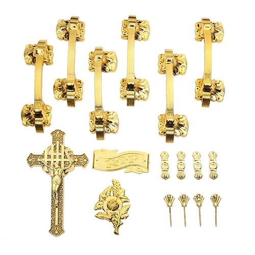 Manufacturers Supply European Style Gold Plated Funeral Supplies Handle Casket Decorations Plastic Coffin Corner Accessories